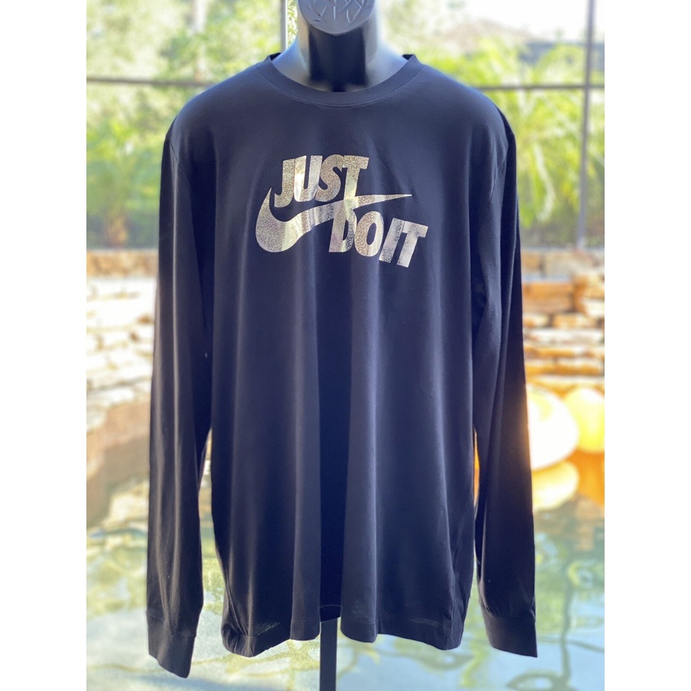 Nike "Just Do It" Long-Sleeve Tee Men's XL Black DB6529-010 – NWT
